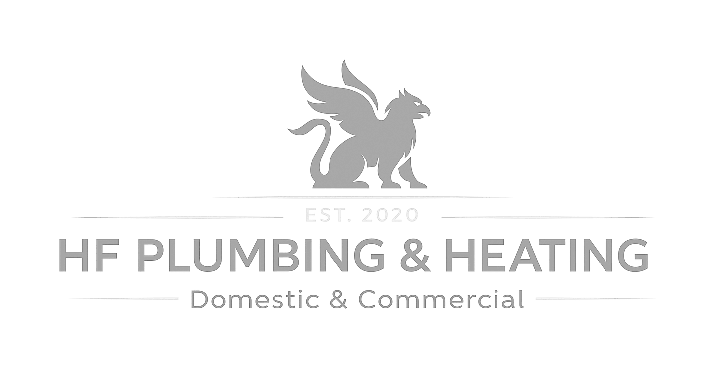 hf plumbing & heating ltd logo upscaled transparent light greyscale